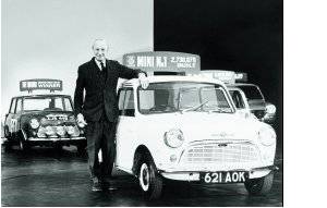 Sir Alec Issigonis with the first Mini (copyright image)