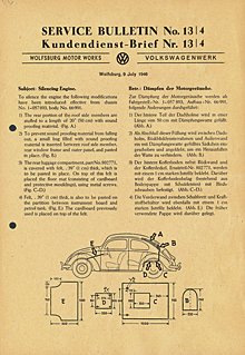 1946 Volkswagen Beetle Service Bulletin