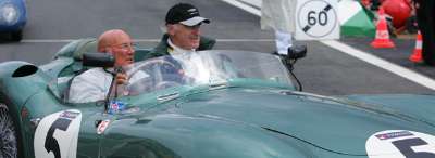 Sir Stirling Moss driving the 1959 Aston Martin DBR1 yesterday (Saturday 16th June, 2007) at Le Mans