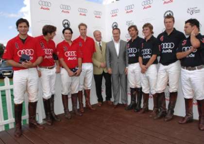 Prince William (fourth from left) with the teams and officials