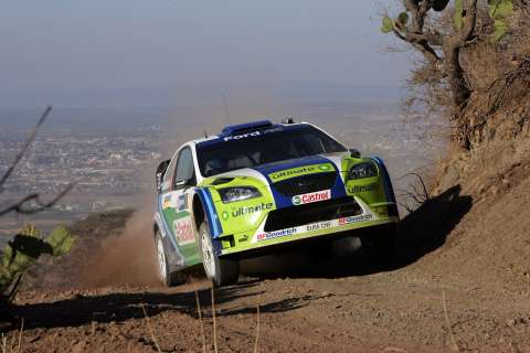 Marcus Grnholm and 
Timo Rautiainen in 
action at the 2006 Rally Mexico
