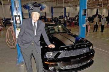 Carroll Shelby shows off his new Shelby GT500KR as he celebrates his 85th birthday at the Shelby factory while enjoying the Job #1 
of the new 2008 Ford Shelby Mustang GT500KR in Las Vegas, Nevada. Power, styling and unique design are hallmarks of this new Shelby Mustang.