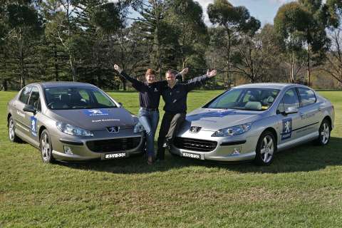 John and Helen Taylor at the completion of their successful drive across Australia